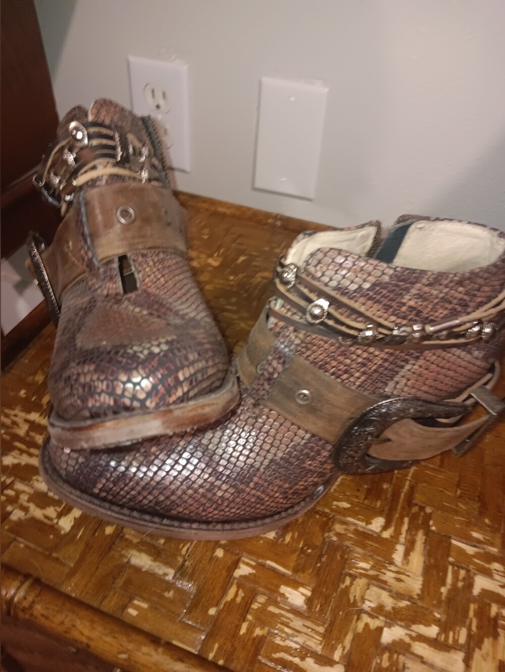Freebird  Snakeskin Ankle Boot with Buckle Accent